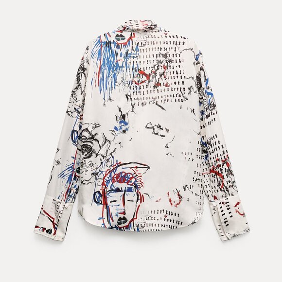 NWT Zara ZW Collection Tied Print blouse Size M - Picture 1 of 5